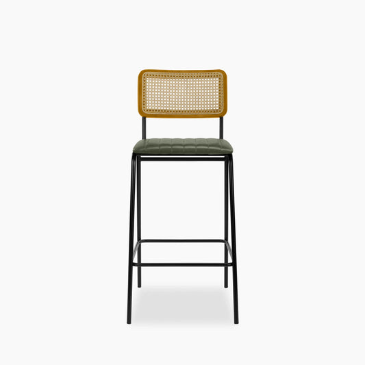 Willis Kitchen Stool | Vintage Green Faux Leather & Black