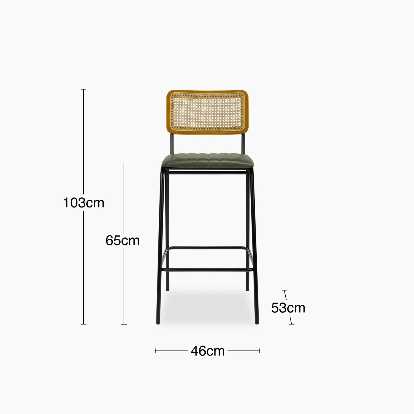 Willis Kitchen Stool | Vintage Green Faux Leather & Black