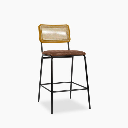 Willis Kitchen Stool | Vintage Tan Faux Leather & Black