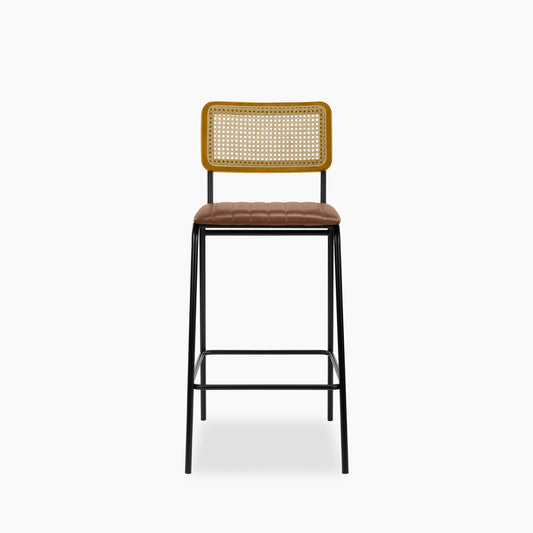 Willis Kitchen Stool | Vintage Tan Faux Leather & Black