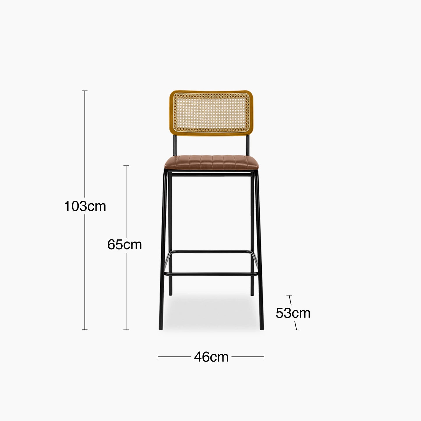 Willis Kitchen Stool | Vintage Tan Faux Leather & Black