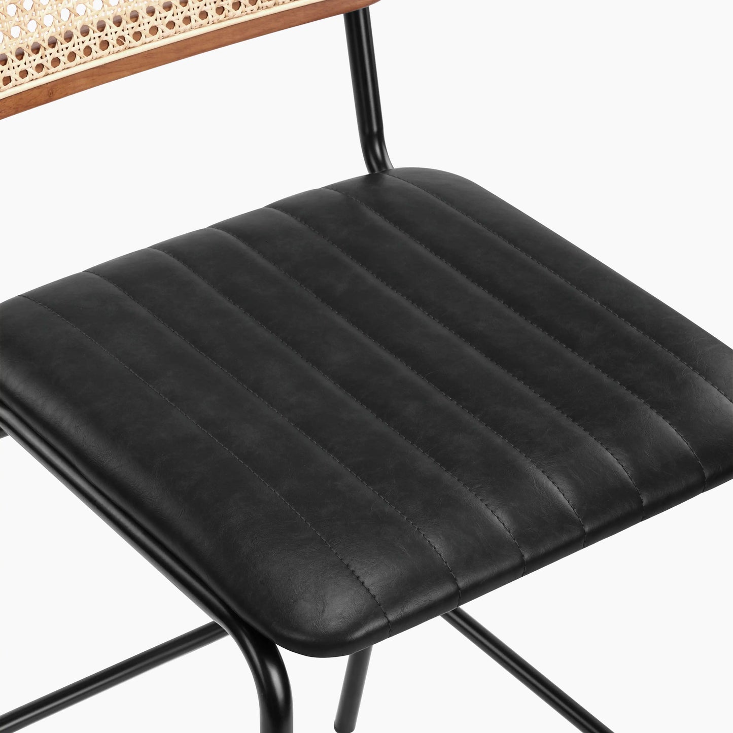 Willis Kitchen Stool | Vintage Black Faux Leather & Black