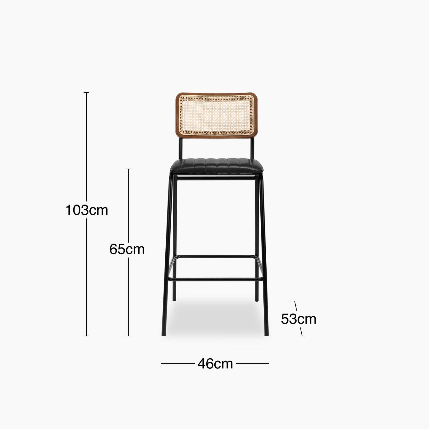 Willis Kitchen Stool | Vintage Black Faux Leather & Black