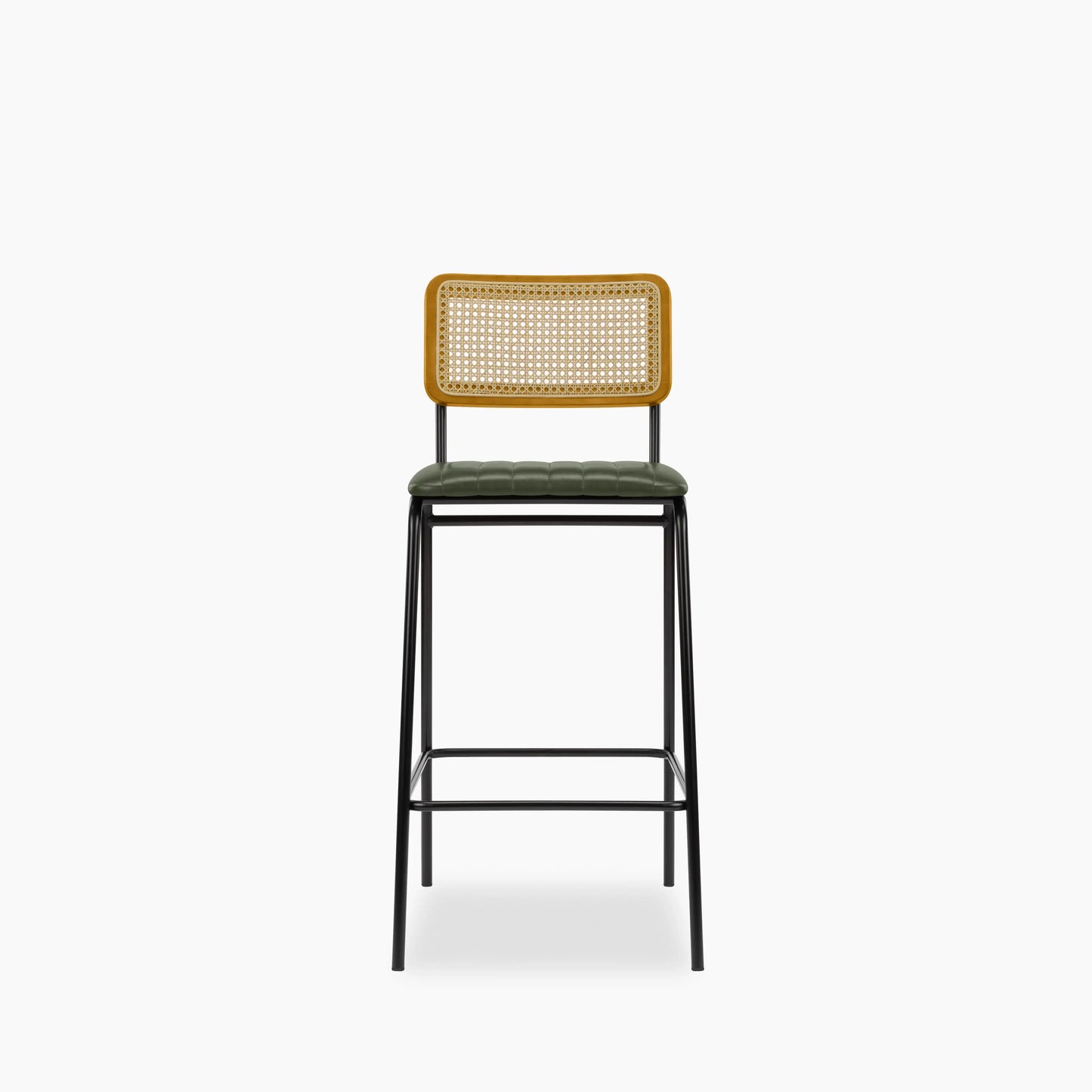 Willis Bar Stool | Vintage Green Faux Leather & Black