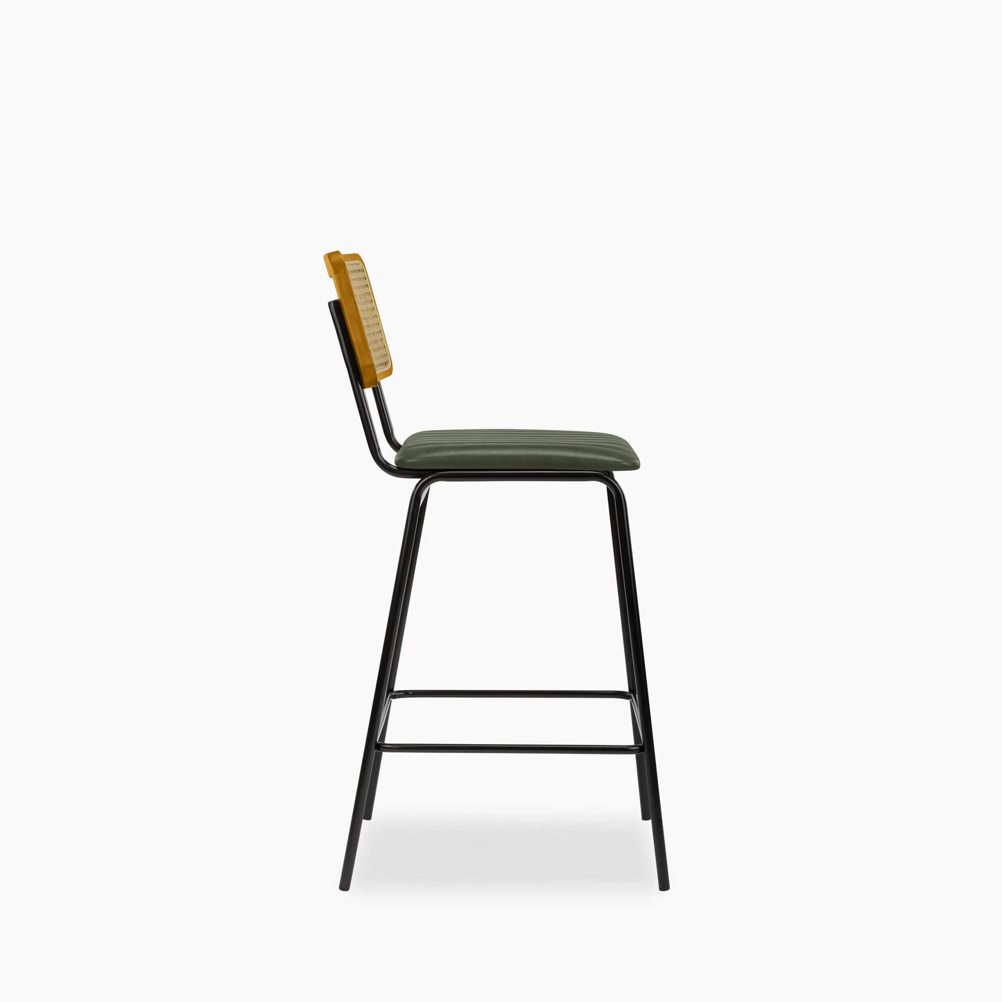 Willis Bar Stool | Vintage Green Faux Leather & Black