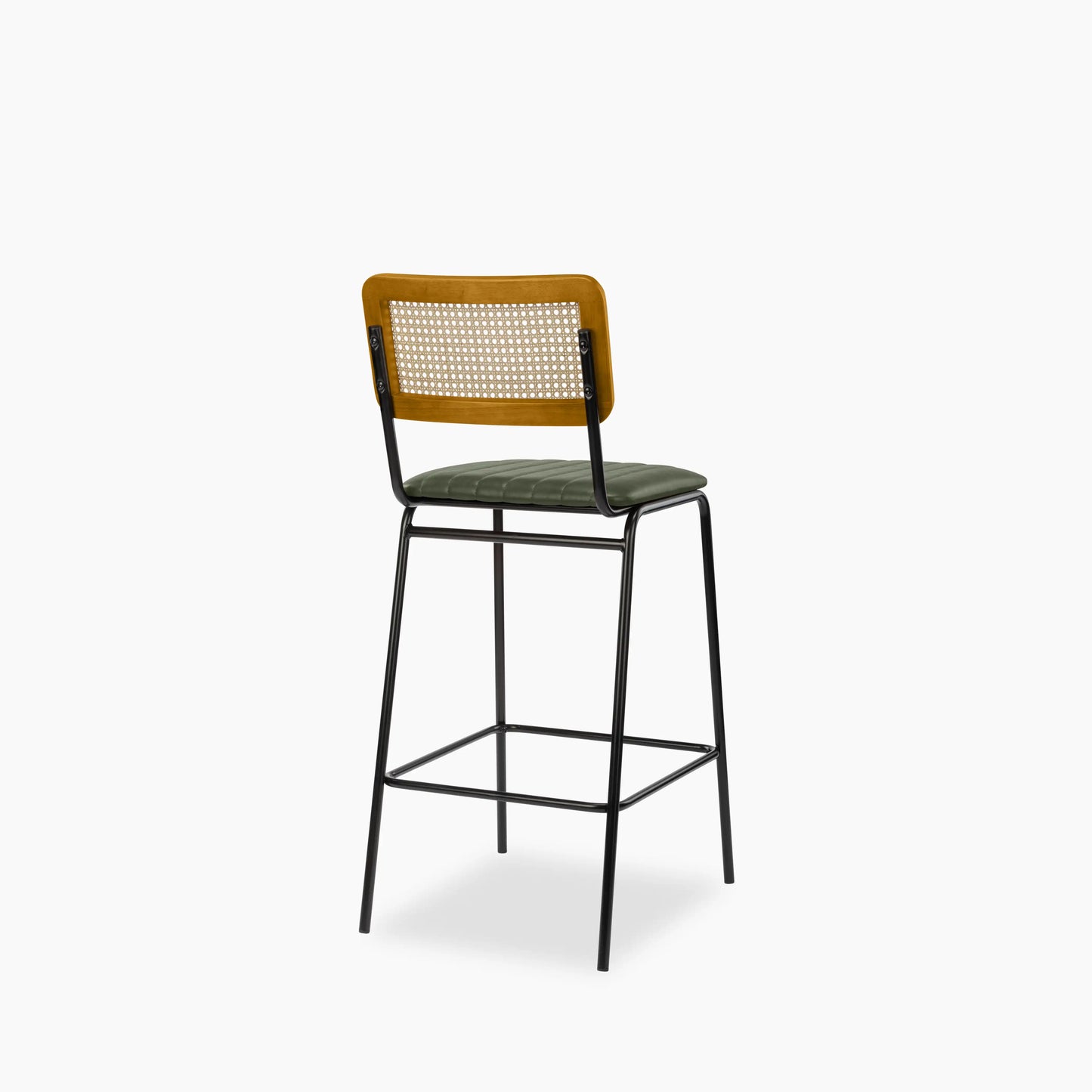 Willis Bar Stool | Vintage Green Faux Leather & Black