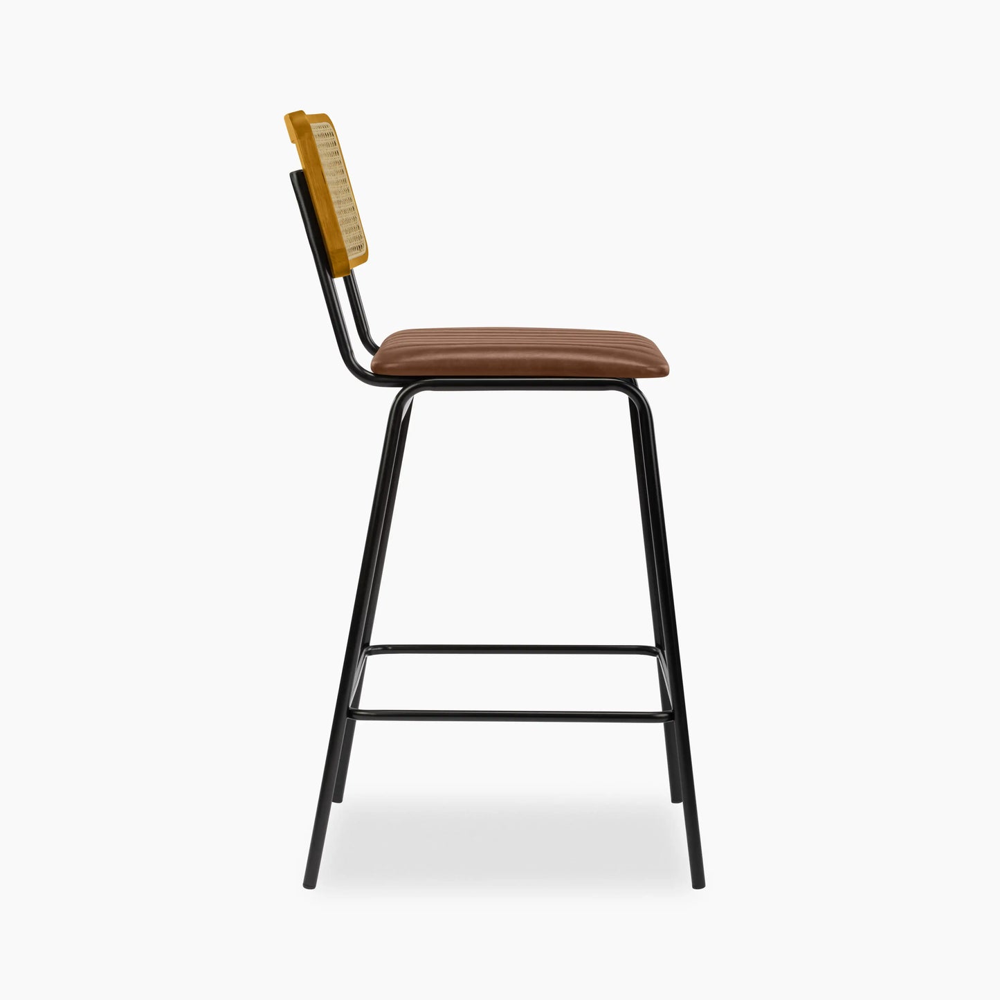 Willis Bar Stool | Vintage Tan Faux Leather & Black