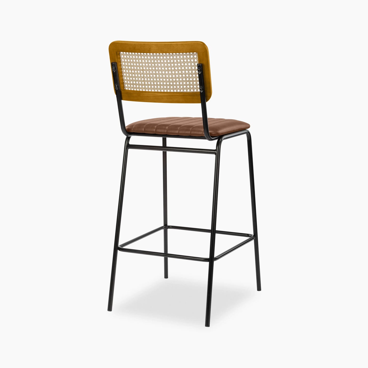 Willis Bar Stool | Vintage Tan Faux Leather & Black