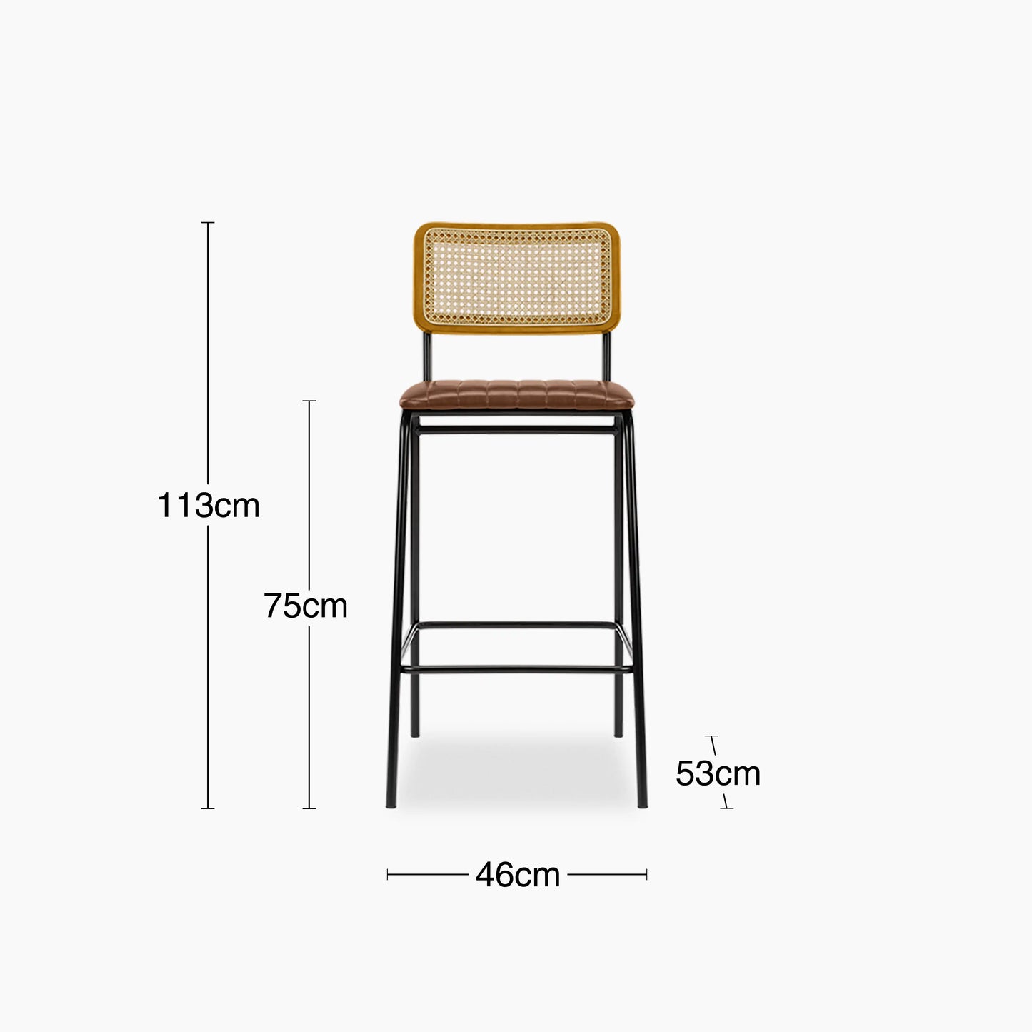 Willis Bar Stool | Vintage Tan Faux Leather & Black