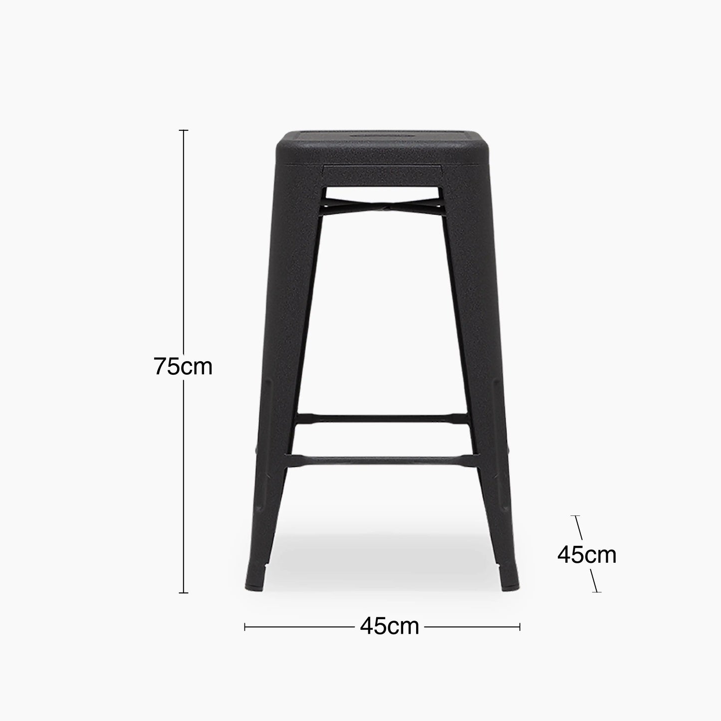 Tolix Style Stackable Bar Stool | Matte Black