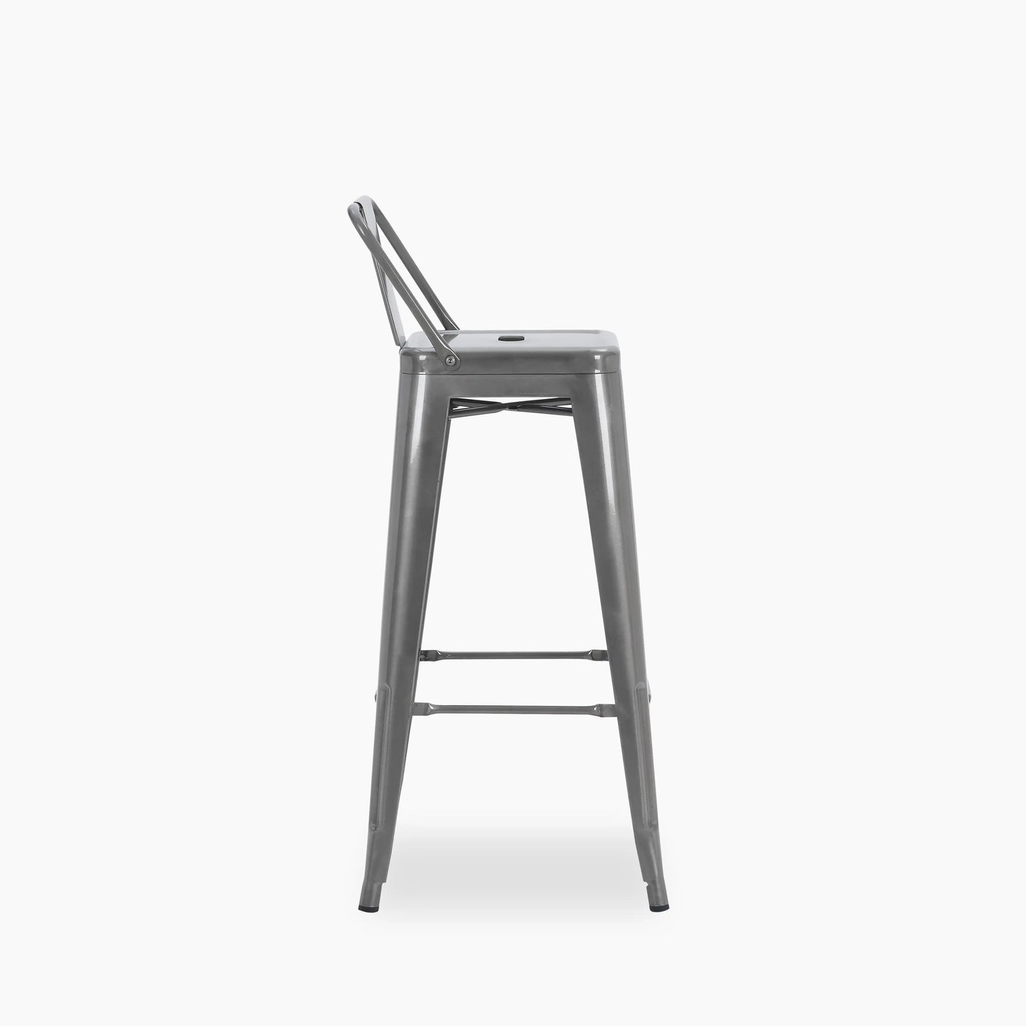 Tolix Style Stackable Kitchen Stool with Backrest | Gunmetal