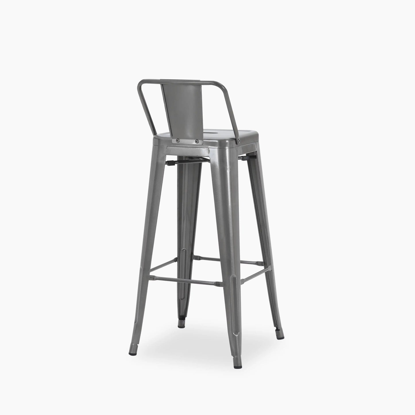 Tolix Style Stackable Kitchen Stool with Backrest | Gunmetal