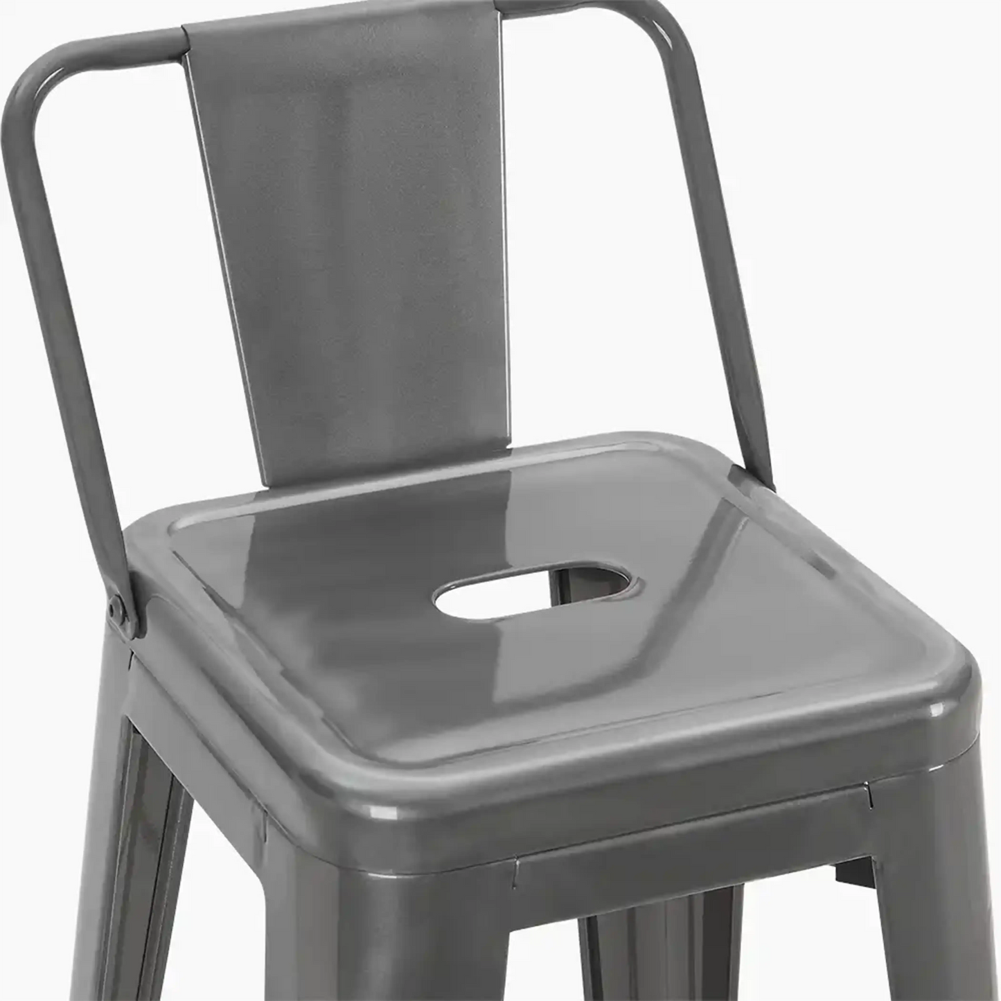 Tolix Style Stackable Kitchen Stool with Backrest | Gunmetal