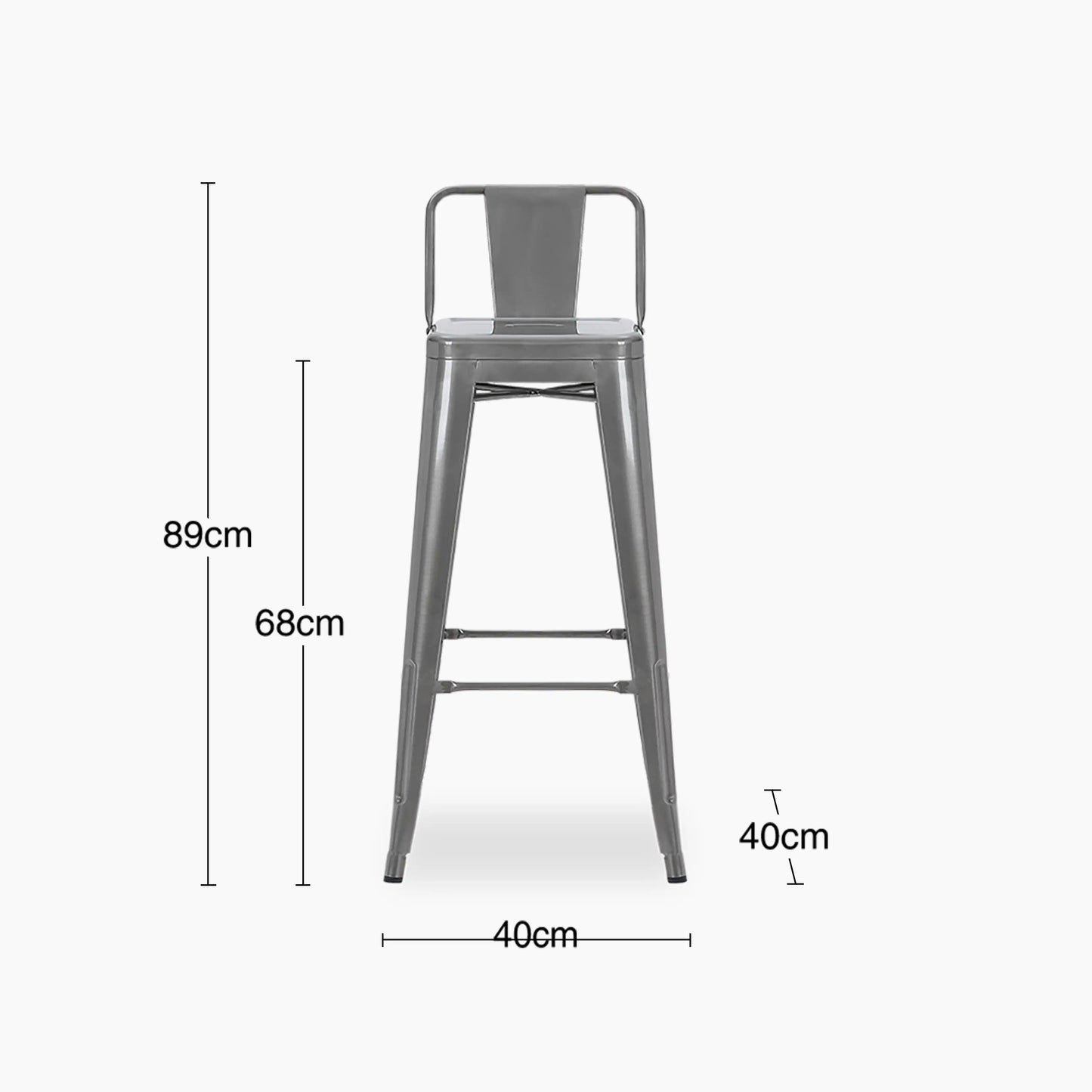Tolix Style Stackable Kitchen Stool with Backrest | Gunmetal