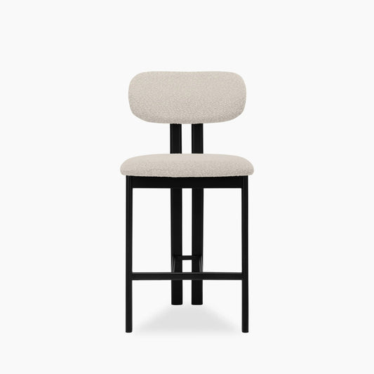 Arbor Kitchen Stool | Speckled Stone Sustainable Boucle & Black