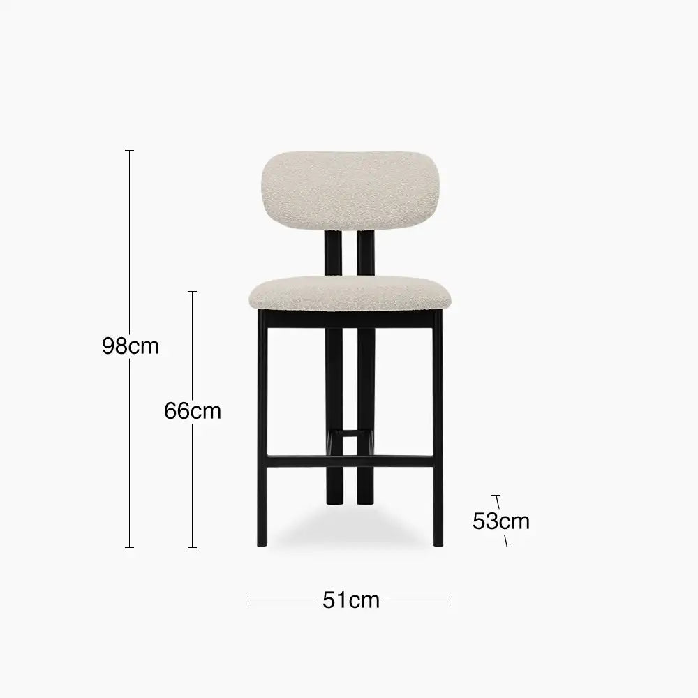 Arbor Kitchen Stool | Speckled Stone Sustainable Boucle & Black