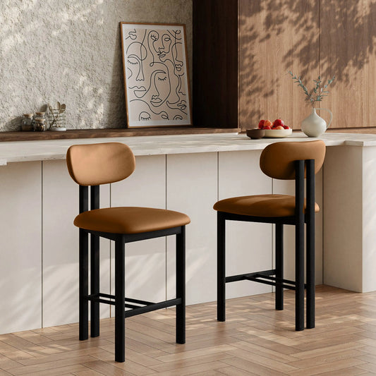 Arbor Kitchen Stool | Tuscan Tan Faux Leather & Black