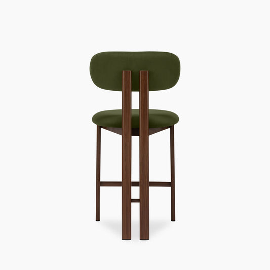 Arbor Kitchen Stool | Olive Green Sustainable Velvet & Walnut