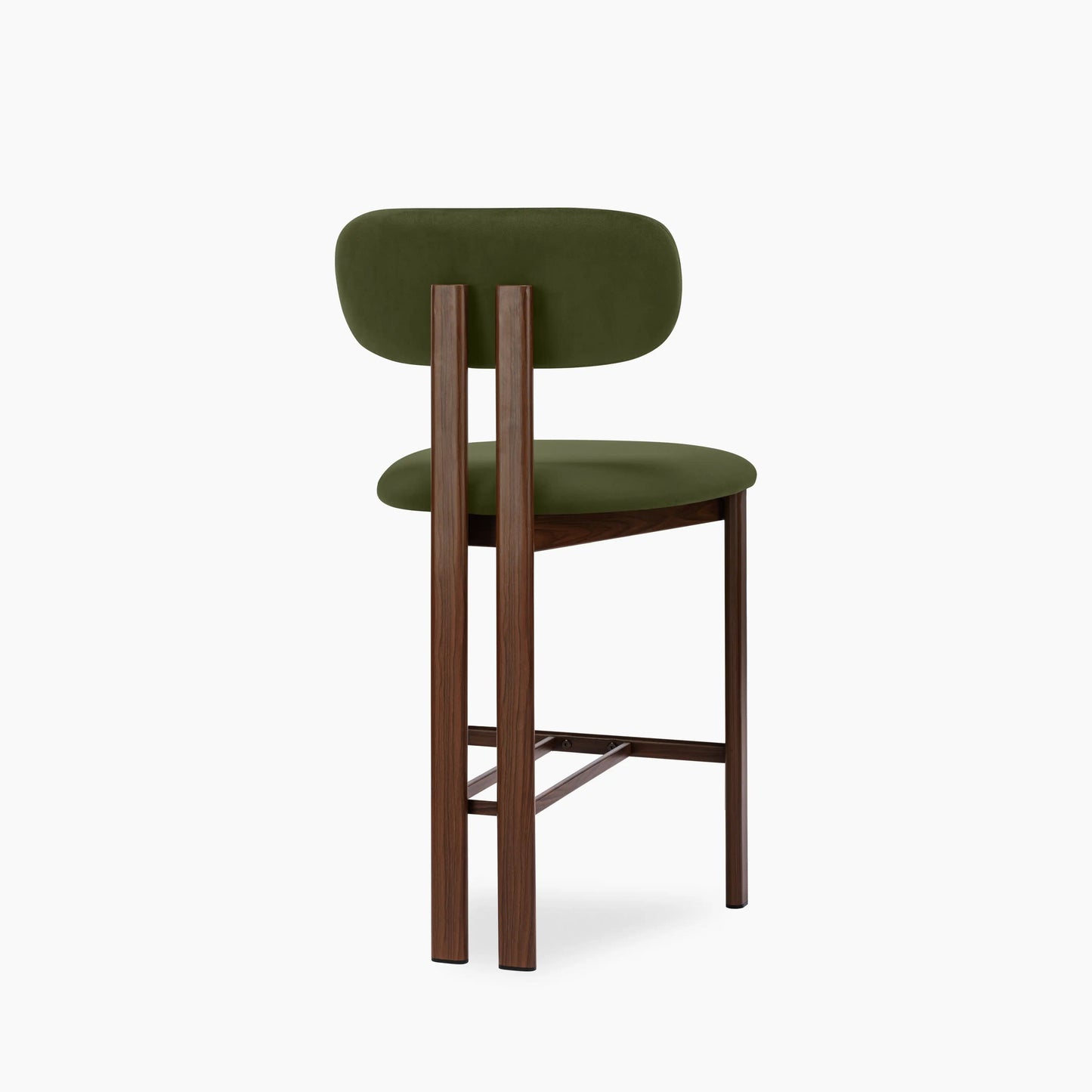 Arbor Kitchen Stool | Olive Green Sustainable Velvet & Walnut