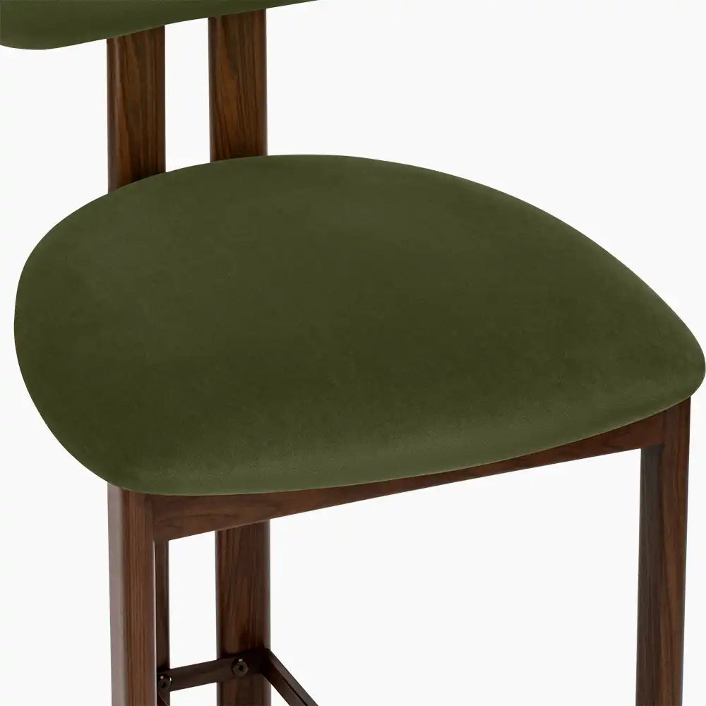 Arbor Kitchen Stool | Olive Green Sustainable Velvet & Walnut