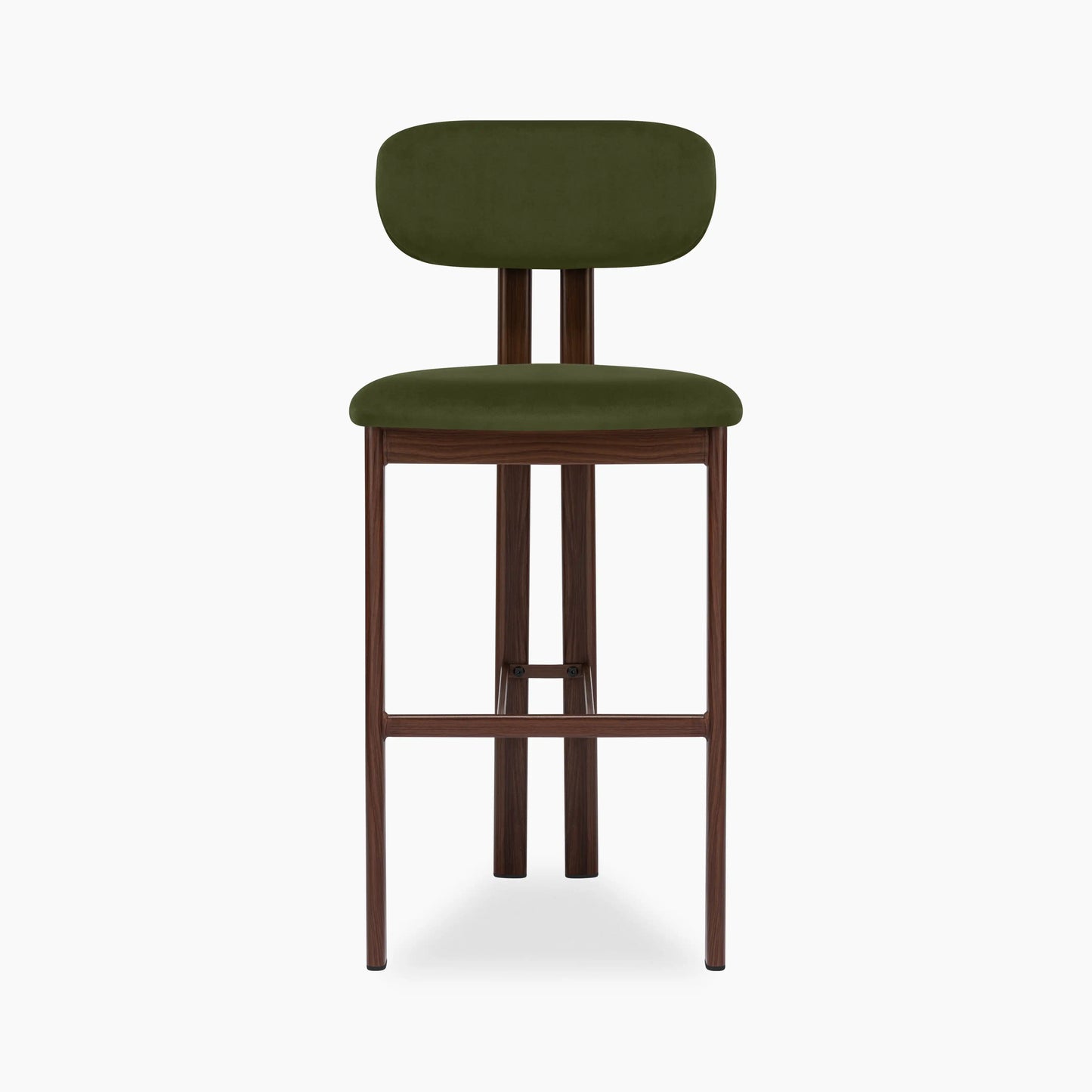 Arbor Bar Stool | Olive Green Sustainable Velvet & Walnut