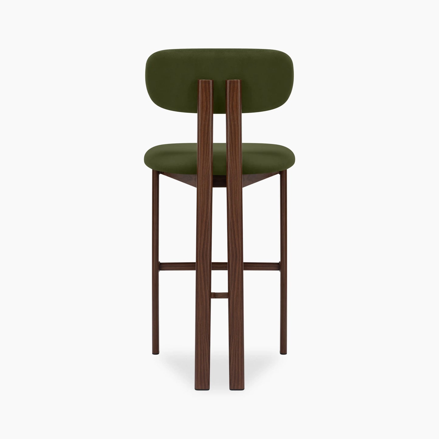 Arbor Bar Stool | Olive Green Sustainable Velvet & Walnut