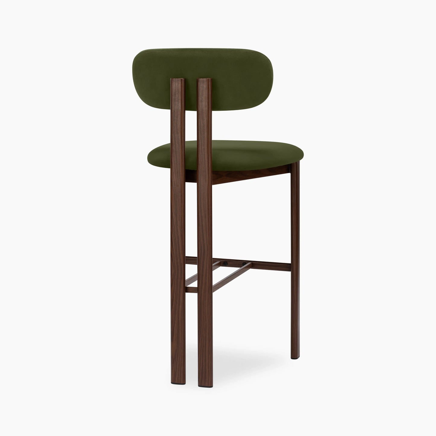 Arbor Bar Stool | Olive Green Sustainable Velvet & Walnut