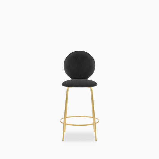 Regent Kitchen Stool with Backrest | Grey Sustainable Velvet
