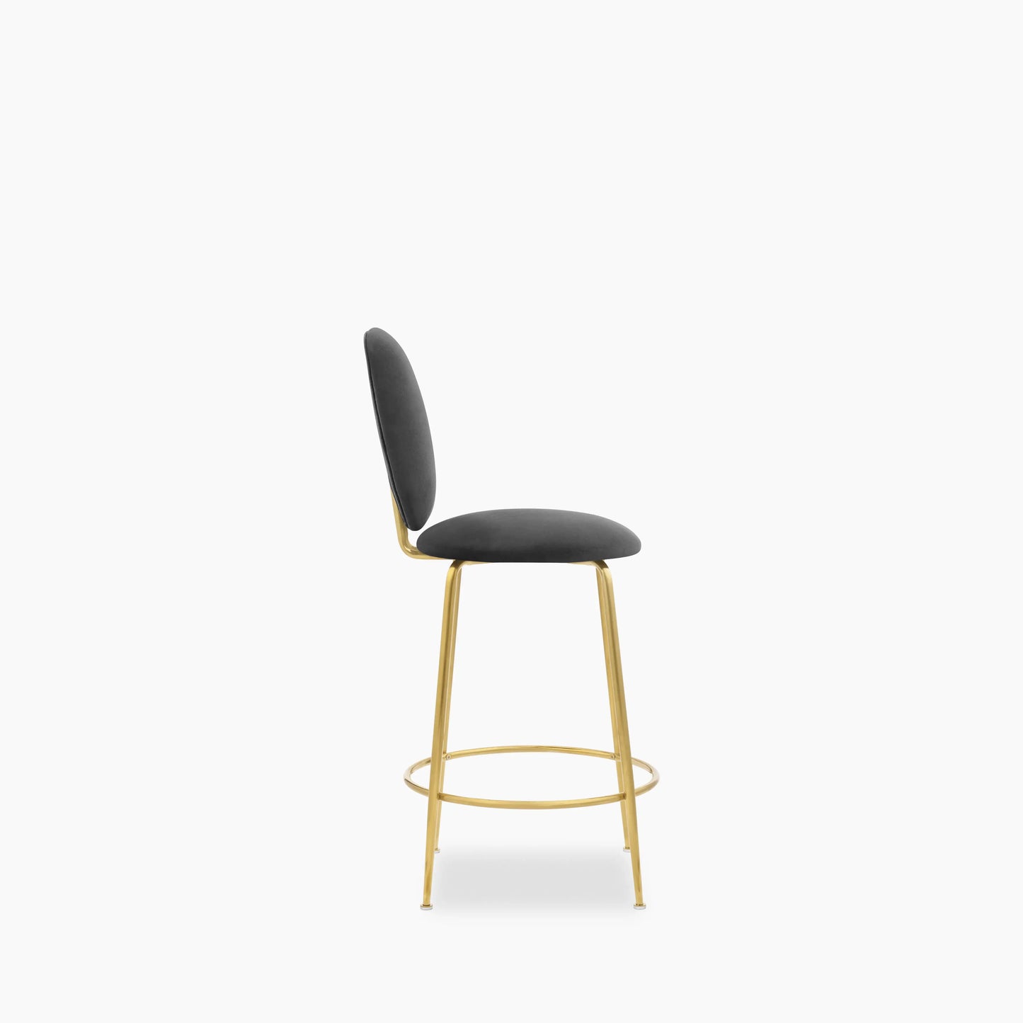 Regent Kitchen Stool with Backrest | Grey Sustainable Velvet