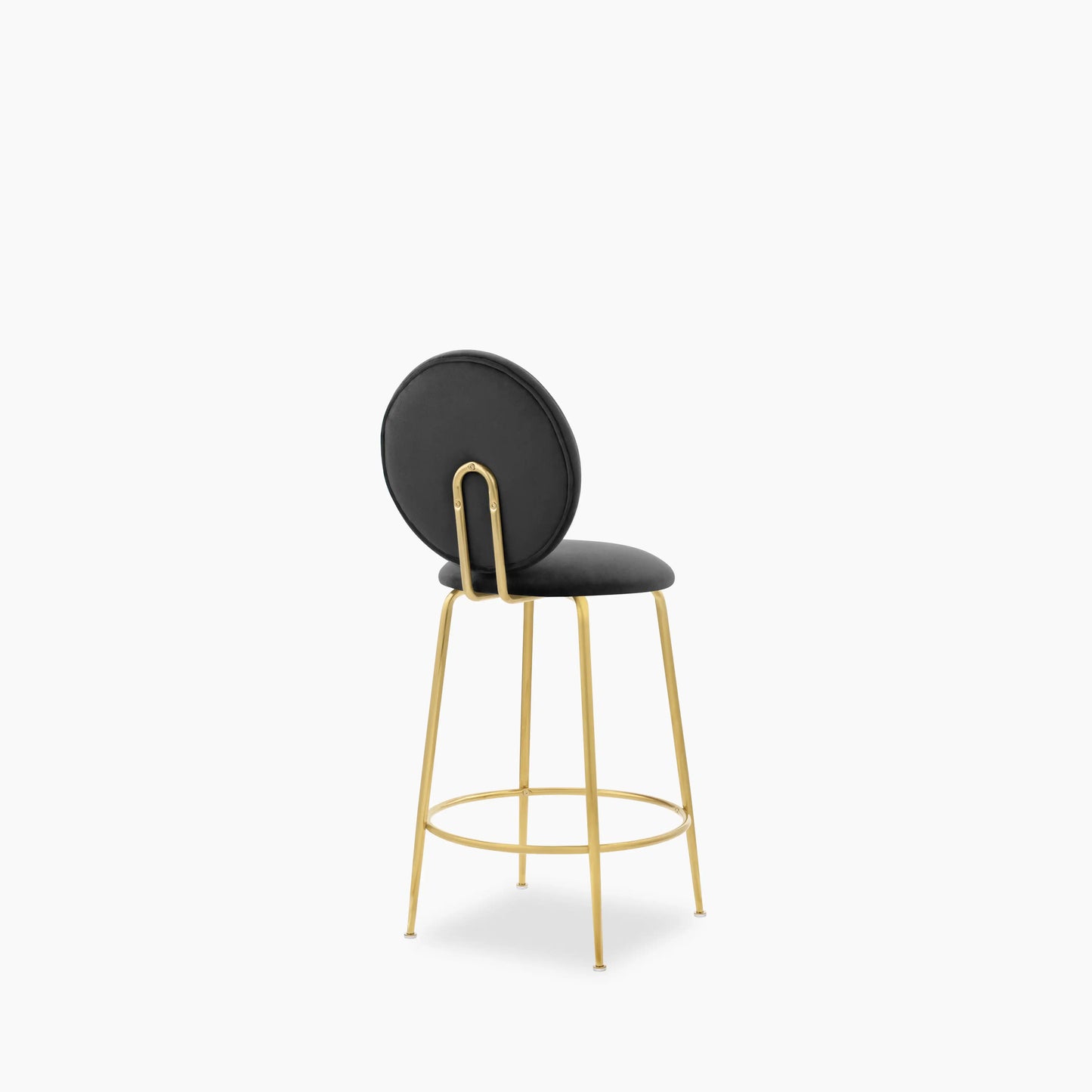 Regent Kitchen Stool with Backrest | Grey Sustainable Velvet
