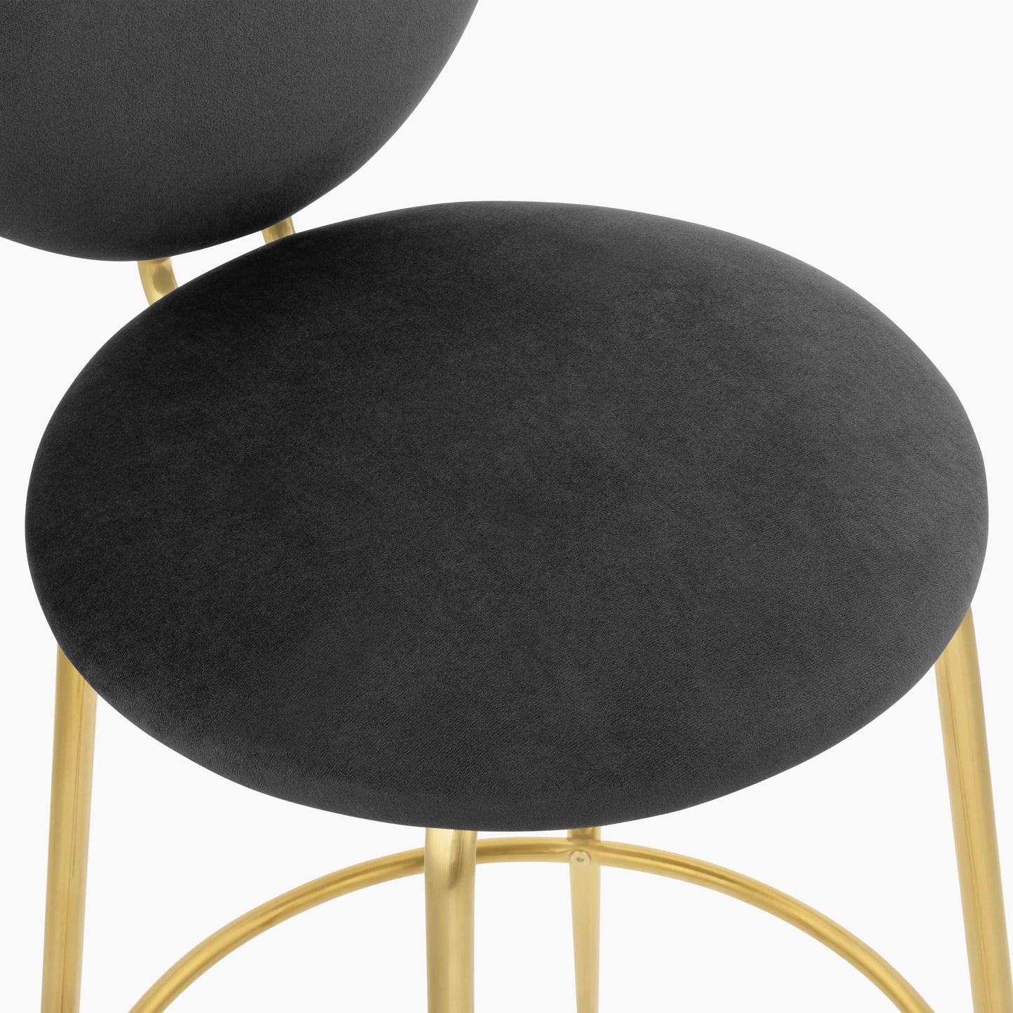Regent Kitchen Stool with Backrest | Grey Sustainable Velvet