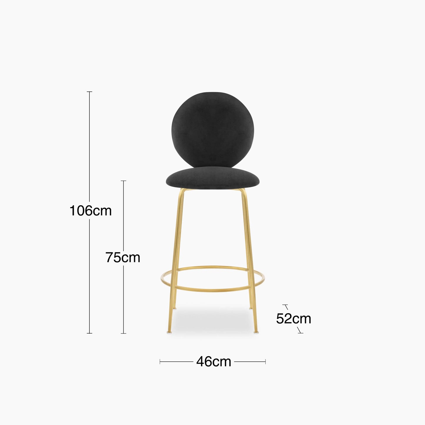 Regent Kitchen Stool with Backrest | Grey Sustainable Velvet
