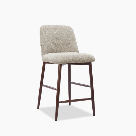 Amari Kitchen Stool | Speckled Stone Sustainable Boucle & Walnut