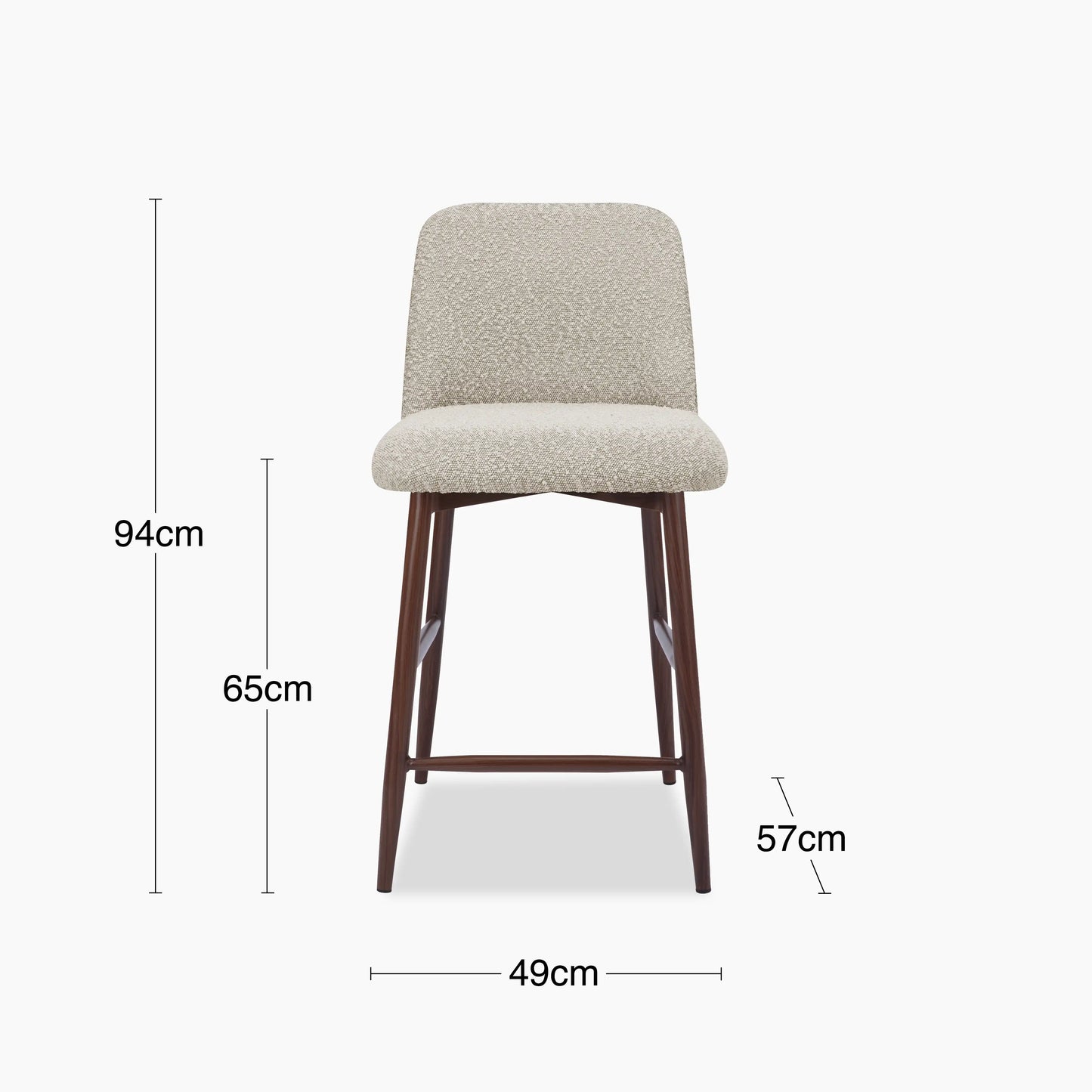 Amari Kitchen Stool | Speckled Stone Sustainable Boucle & Walnut
