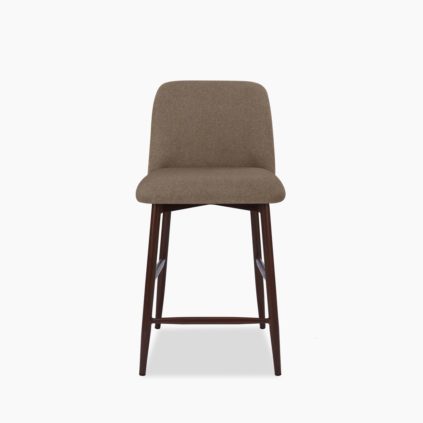 Amari Kitchen Stool | Truffle Brown Sustainable Mohair Velvet & Walnut