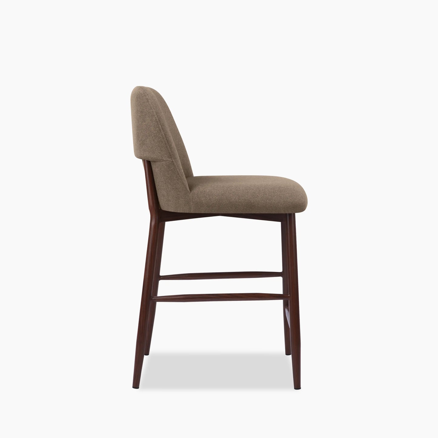 Amari Kitchen Stool | Truffle Brown Sustainable Mohair Velvet & Walnut