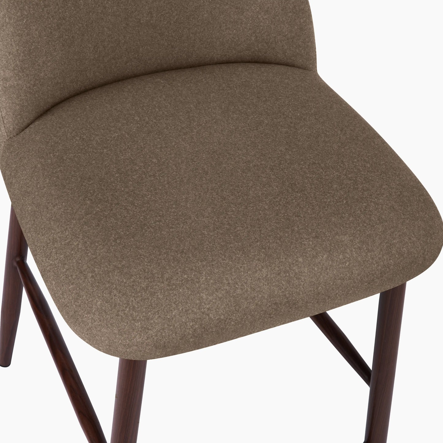Amari Kitchen Stool | Truffle Brown Sustainable Mohair Velvet & Walnut