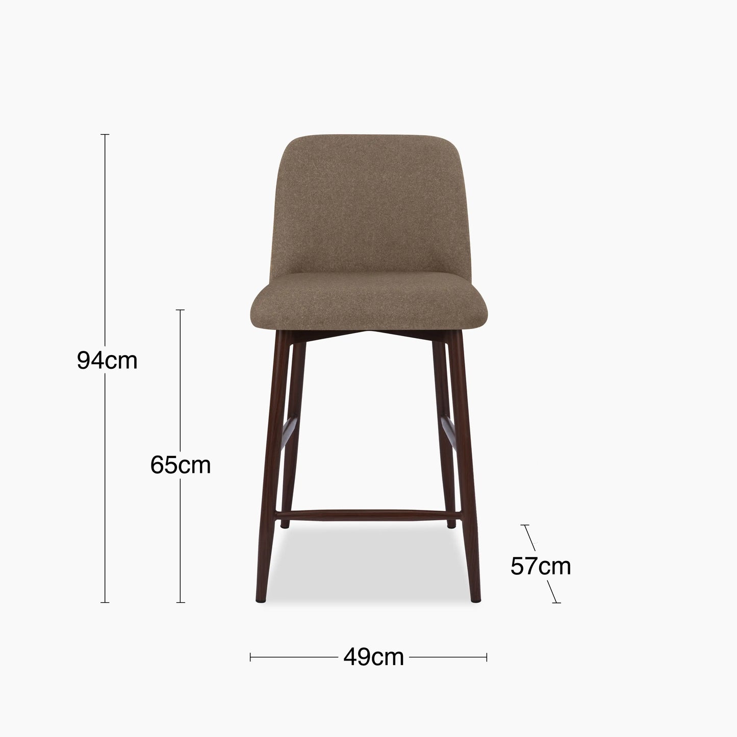 Amari Kitchen Stool | Truffle Brown Sustainable Mohair Velvet & Walnut