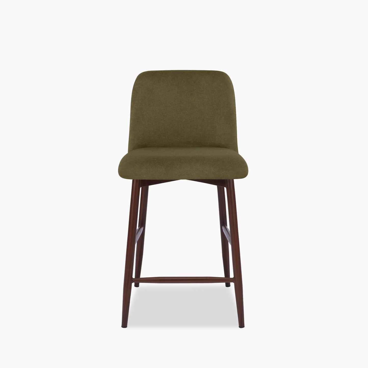 Amari Kitchen Stool | Moss Green Sustainable Mohair Velvet & Walnut
