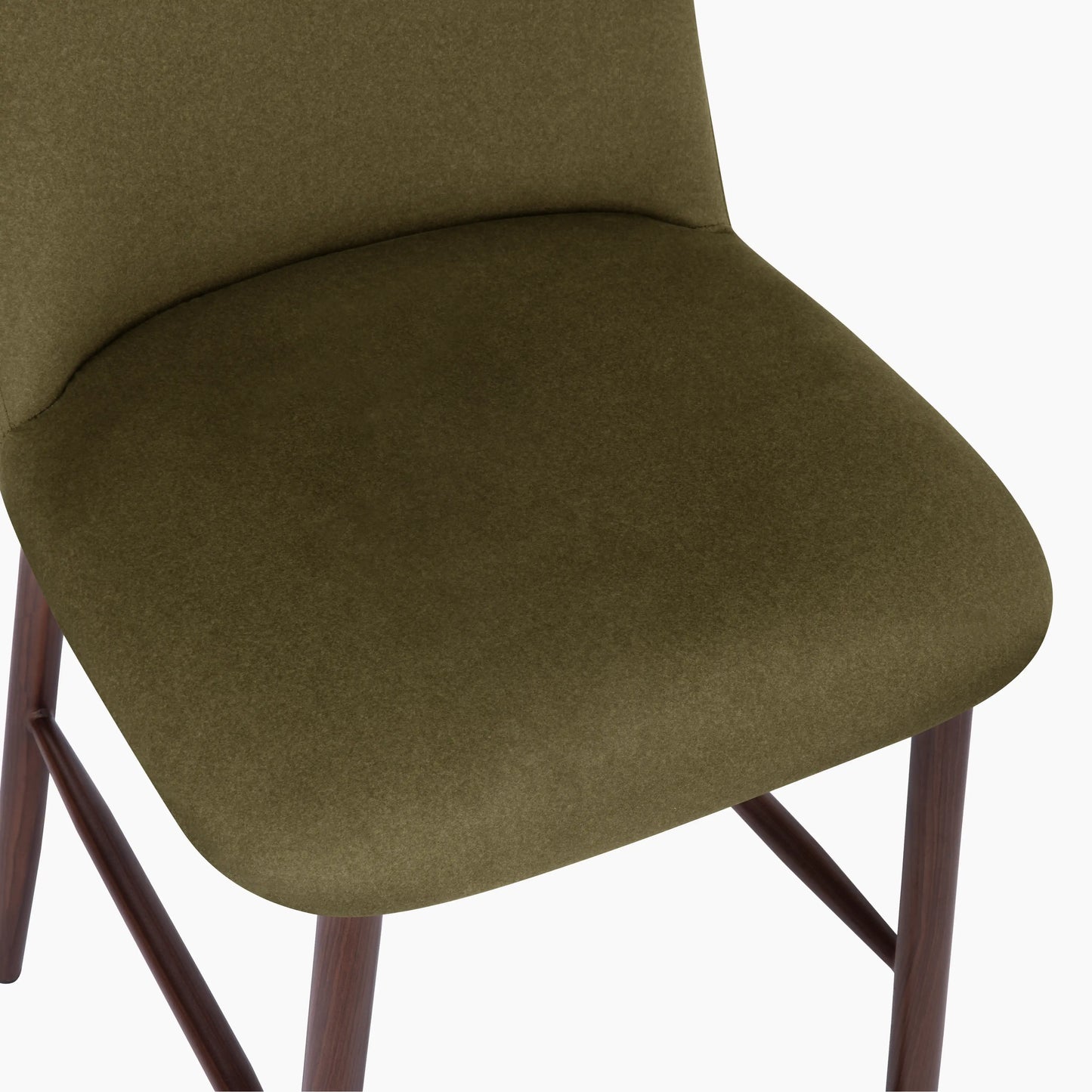 Amari Kitchen Stool | Moss Green Sustainable Mohair Velvet & Walnut