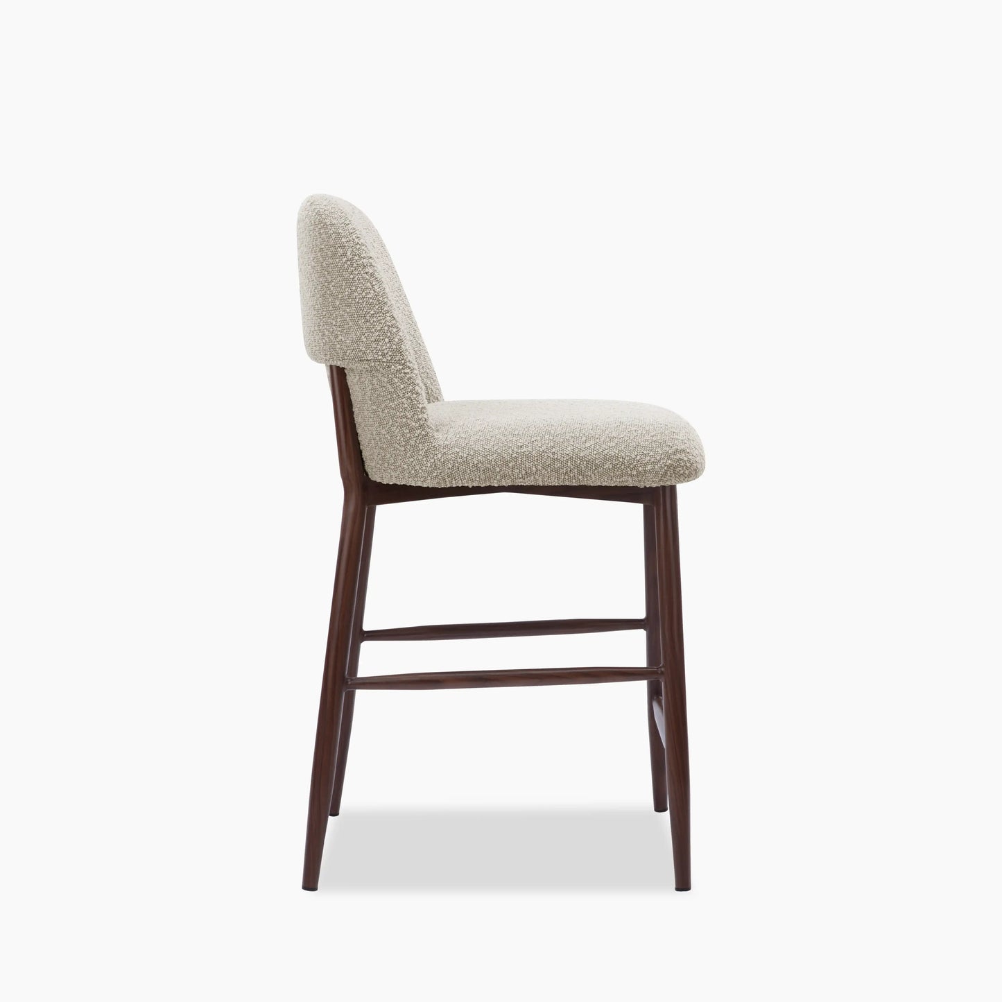 Amari Kitchen Stool | Speckled Stone Sustainable Boucle & Walnut