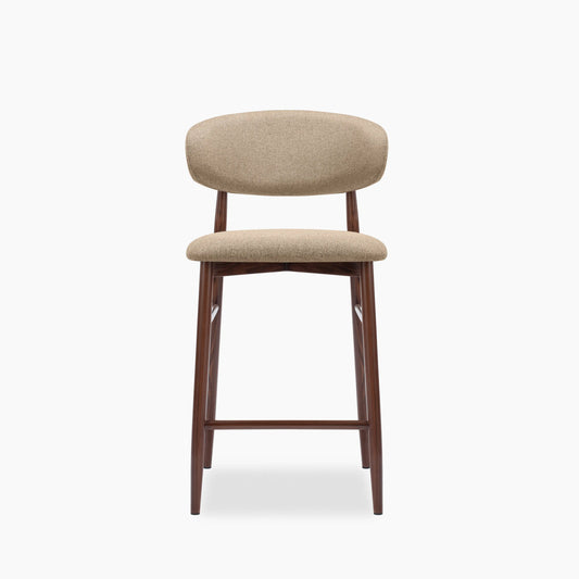 Halston Kitchen Stool | Latte Sustainable Fabric & Walnut