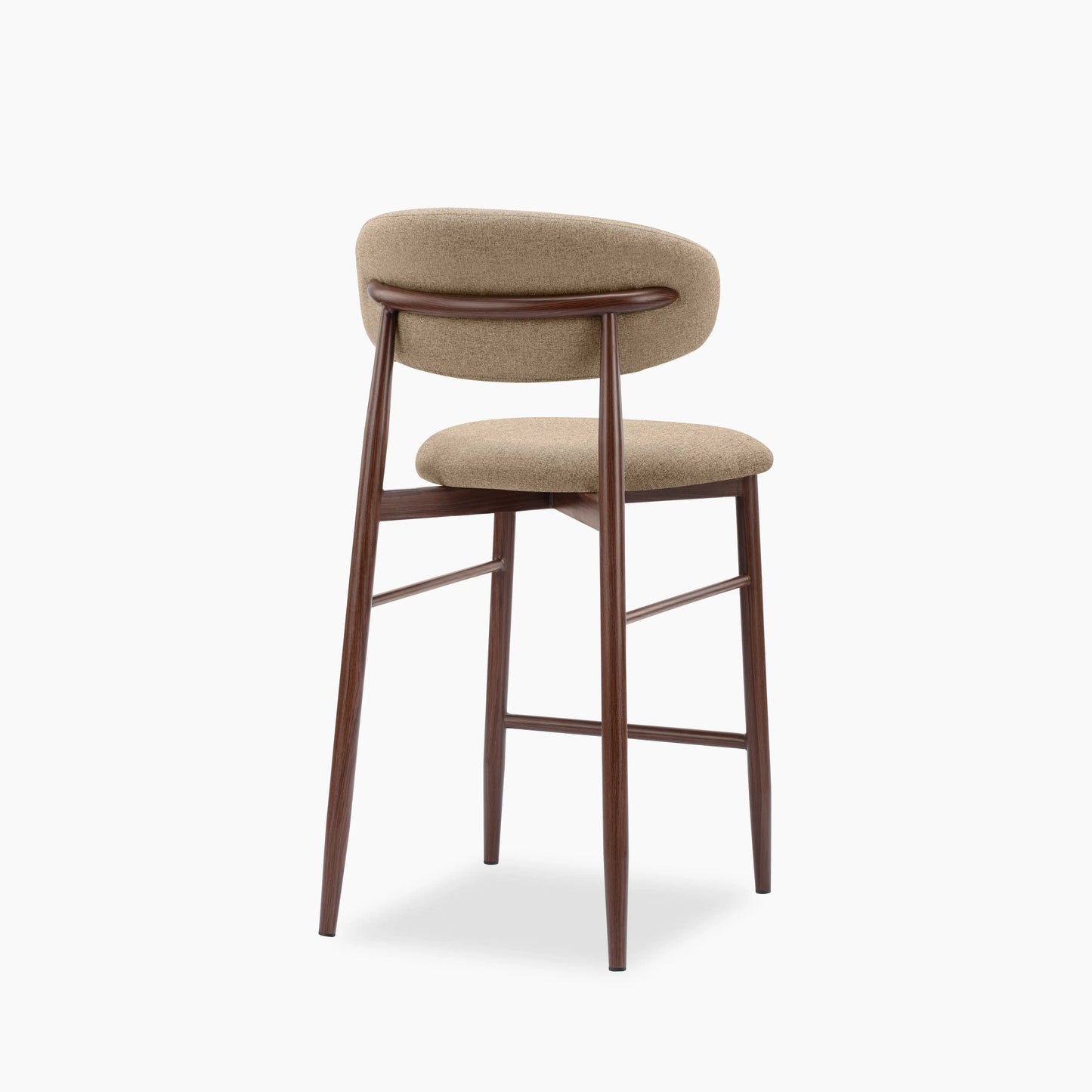 Halston Kitchen Stool | Latte Sustainable Fabric & Walnut
