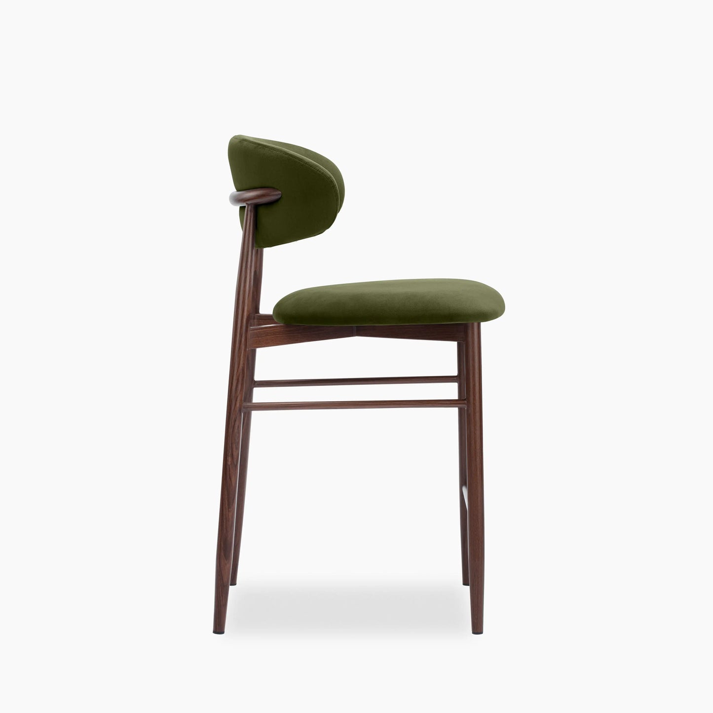 Halston Kitchen Stool | Olive Green Sustainable Velvet & Walnut