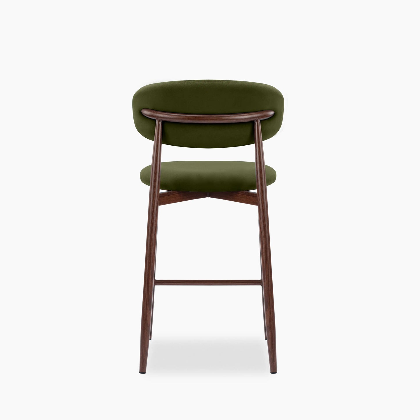 Halston Kitchen Stool | Olive Green Sustainable Velvet & Walnut