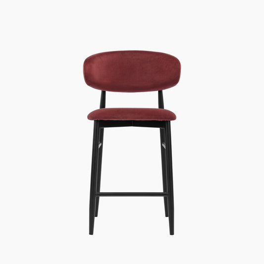 Halston Kitchen Stool | Rust Red Sustainable Velvet & Black