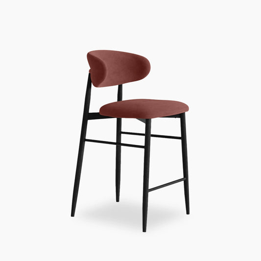 Halston Kitchen Stool | Rust Red Sustainable Velvet & Black