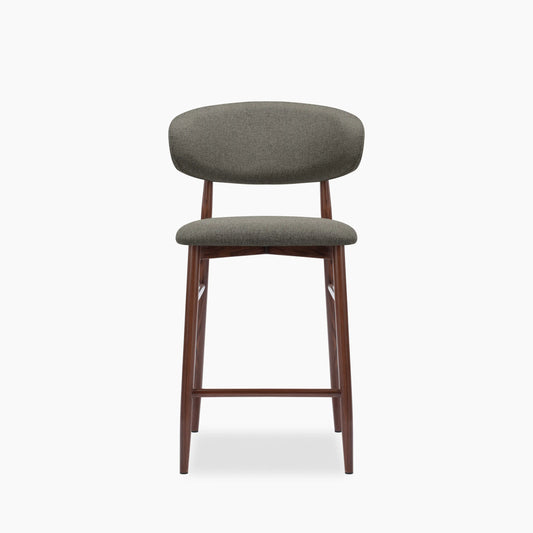 Halston Kitchen Stool | Speckled Grey Sustainable Fabric & Walnut