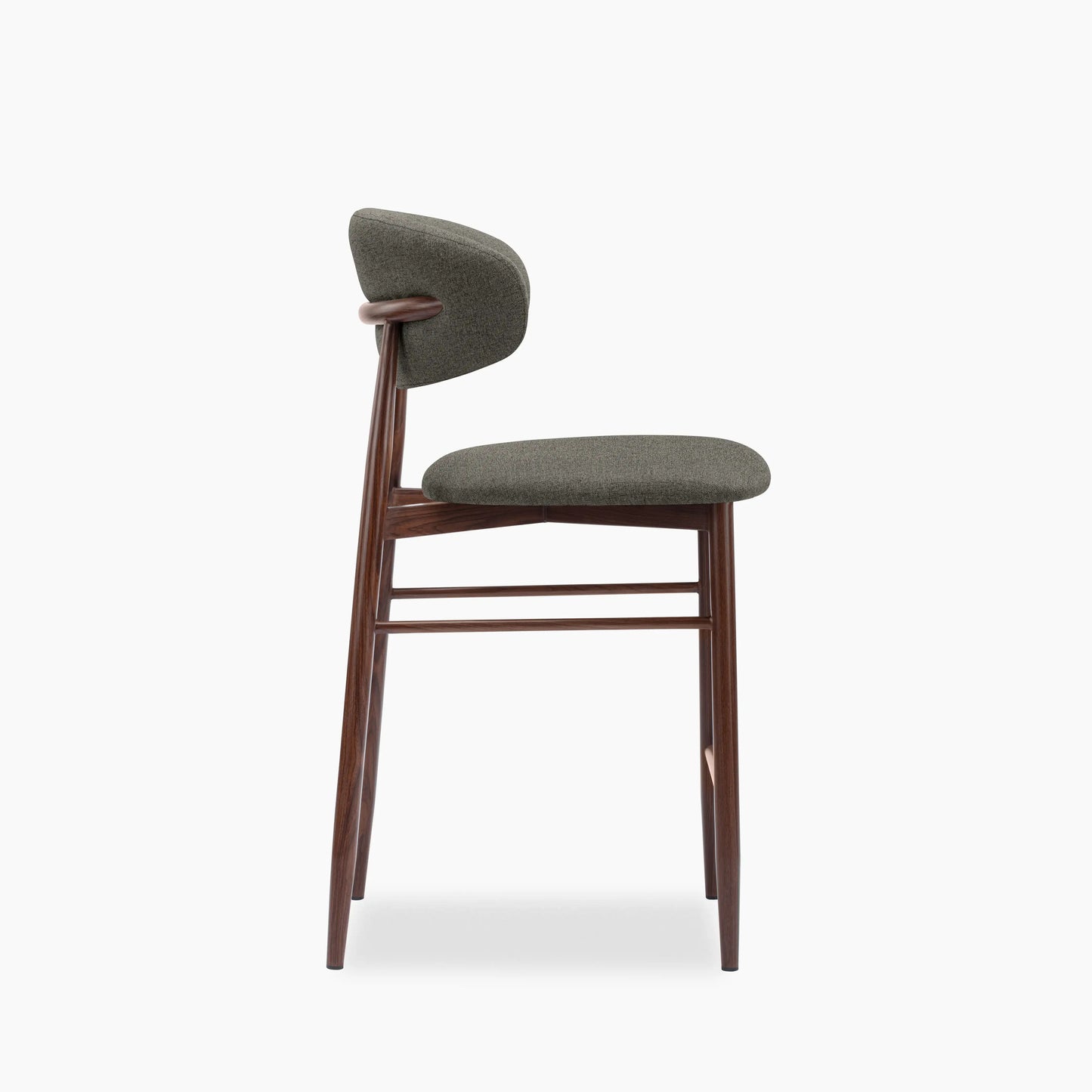 Halston Kitchen Stool | Speckled Grey Sustainable Fabric & Walnut