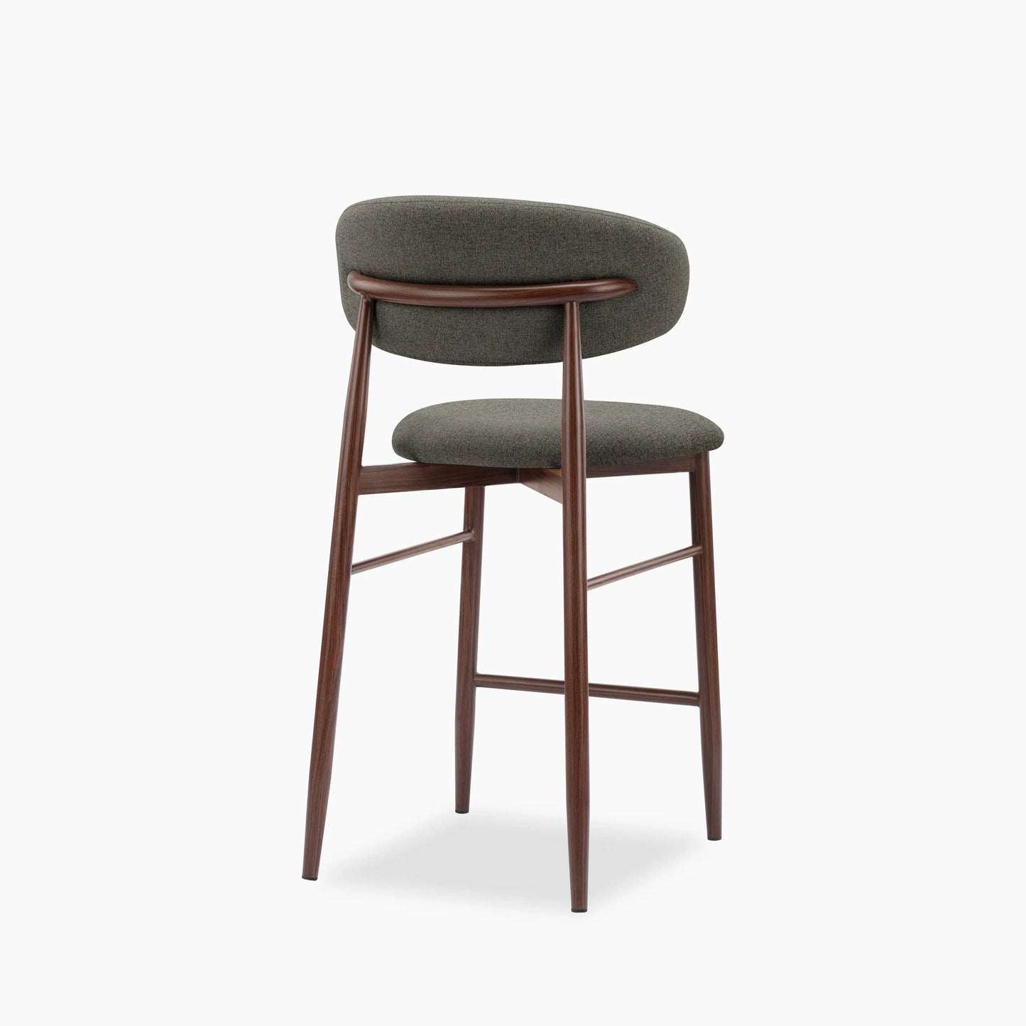 Halston Kitchen Stool | Speckled Grey Sustainable Fabric & Walnut
